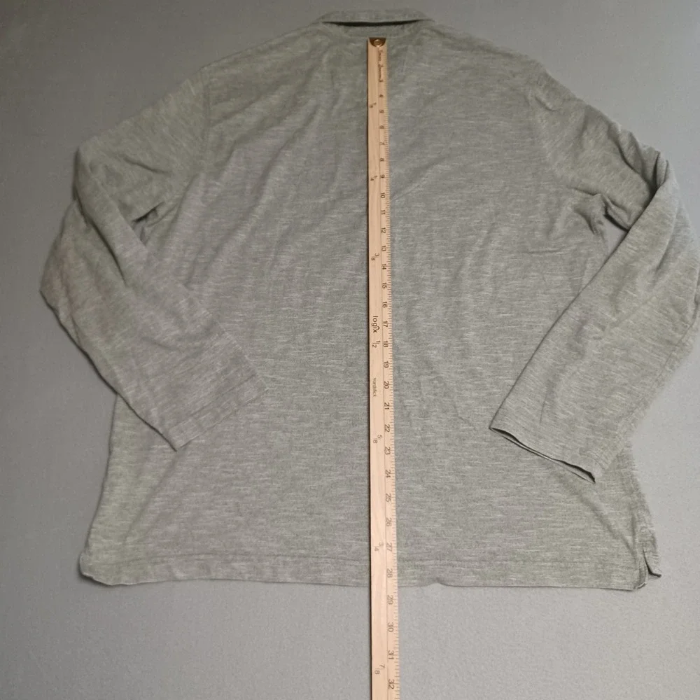 Banana‎ Republic Polo Shirt Mens XL Gray Long Sleeve Jersey Cotton Casual Top